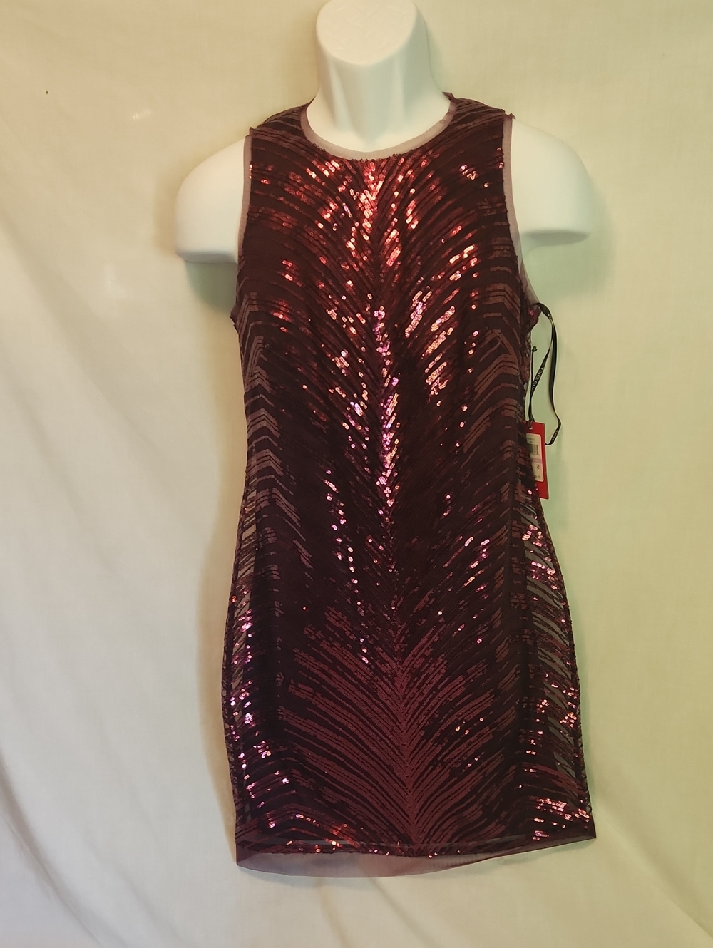 Vince Camuto Burgundy Sequin Mini Shift Dress